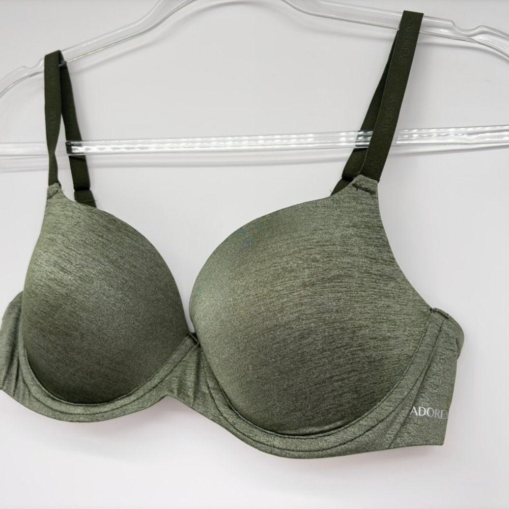 Adore Me Womens 38C Olive Green Heather Molded Cup Underwire T-Shirt Bra